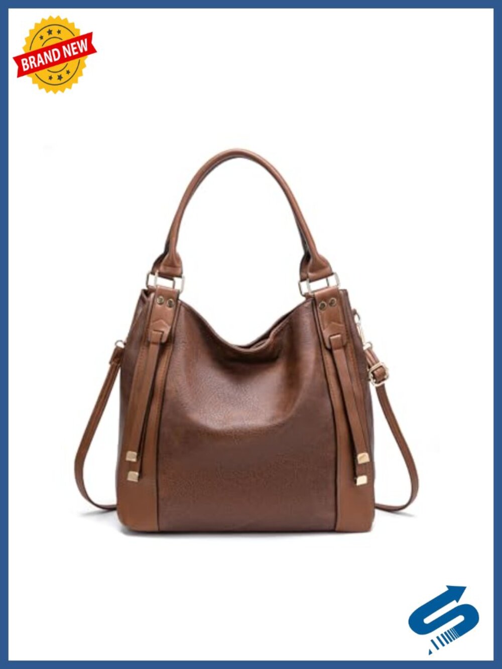 Vintage Large PU Hobo Tote Bag with Strap, Vegan Leather Satchel Purse Women